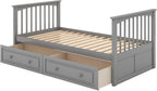 Merax Twin Over Twin Bunk Bed with 2 Storage Drawers and Ladder, Can be Devided into 2 Beds, No Spring Box Needed, Grey