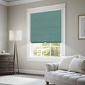 BERISSA Blackout Roman Shades for Windows Cordless,Pull Down Linen Fabric Roman Blinds,Privacy Window Shades for Door Windows,Bedroom,Office,Easy to Install,Turquoise,66" W x 48" H