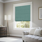 BERISSA Blackout Roman Shades for Windows Cordless,Pull Down Linen Fabric Roman Blinds,Privacy Window Shades for Door Windows,Bedroom,Office,Easy to Install,Turquoise,66" W x 48" H