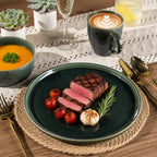 GBHOME Ceramic Dinnerware Sets for 4, 12 Pieces Stoneware Plates and Bowls Sets, Scratch Resistant Dishes, Dishwasher & Microwave Safe, Reactive Glaze-Earth Green