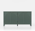 Fluted Sideboard Buffet Cabinet with Storage, 58" Mid Century Modern Accent Cabinet with Arch Doors, Large Wood Media TV Console Table Credenza for Dining Room, Kitchen, Living Room Entryway, Green