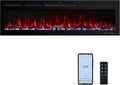 60" Smart WiFi Electric Fireplace Insert, 13 Flame & Fuel Bed with Automatic Cycle, Fireplace Heater with APP Control & Thermostat, Timer, Recessed and Wall Mounted