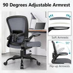 FelixKing Office Chair, Ergonomic Desk Chair Breathable Mesh Chairs Adjustable High Back Lumbar Support Flip-up Armrests, Executive Rolling Swivel Comfy Computer Chairs Home Office Dark Gray