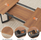 Itaar 5-Piece Dining Table Set for 4-6 People, 63" Extendable Kitchen Table and 4 Cushion Chairs, Dining Room Table with MDF Board & Metal Frame for Small Space, Easy Clean, Brown