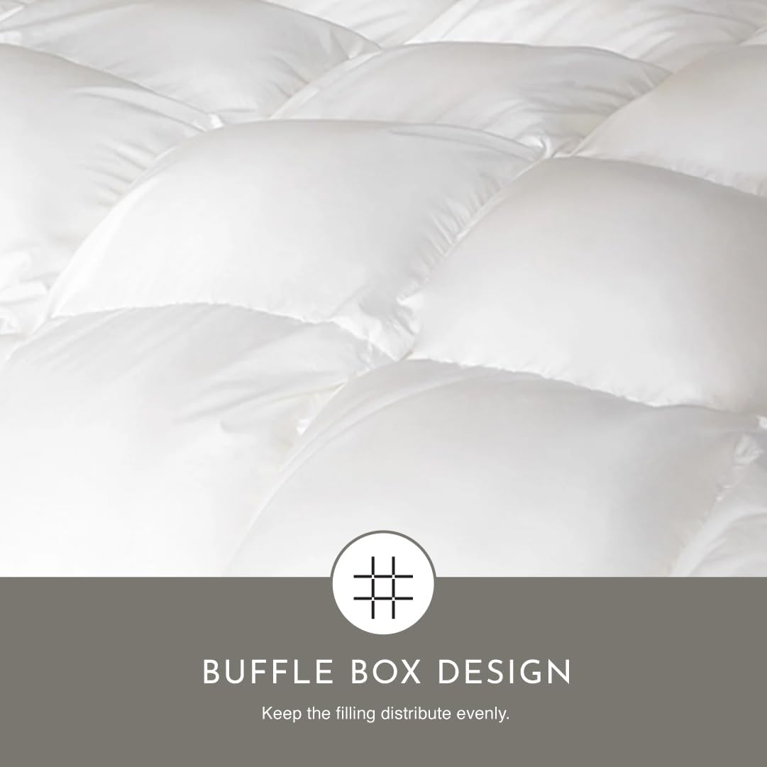 Highland Feather Summer Lightweight Airy White Goose Down Comforter with 300 Thread Count Tencel Organic Cotton Shell Luxurious Soft Duvet Insert Manufactured in Canada (600 Loft, Queen)