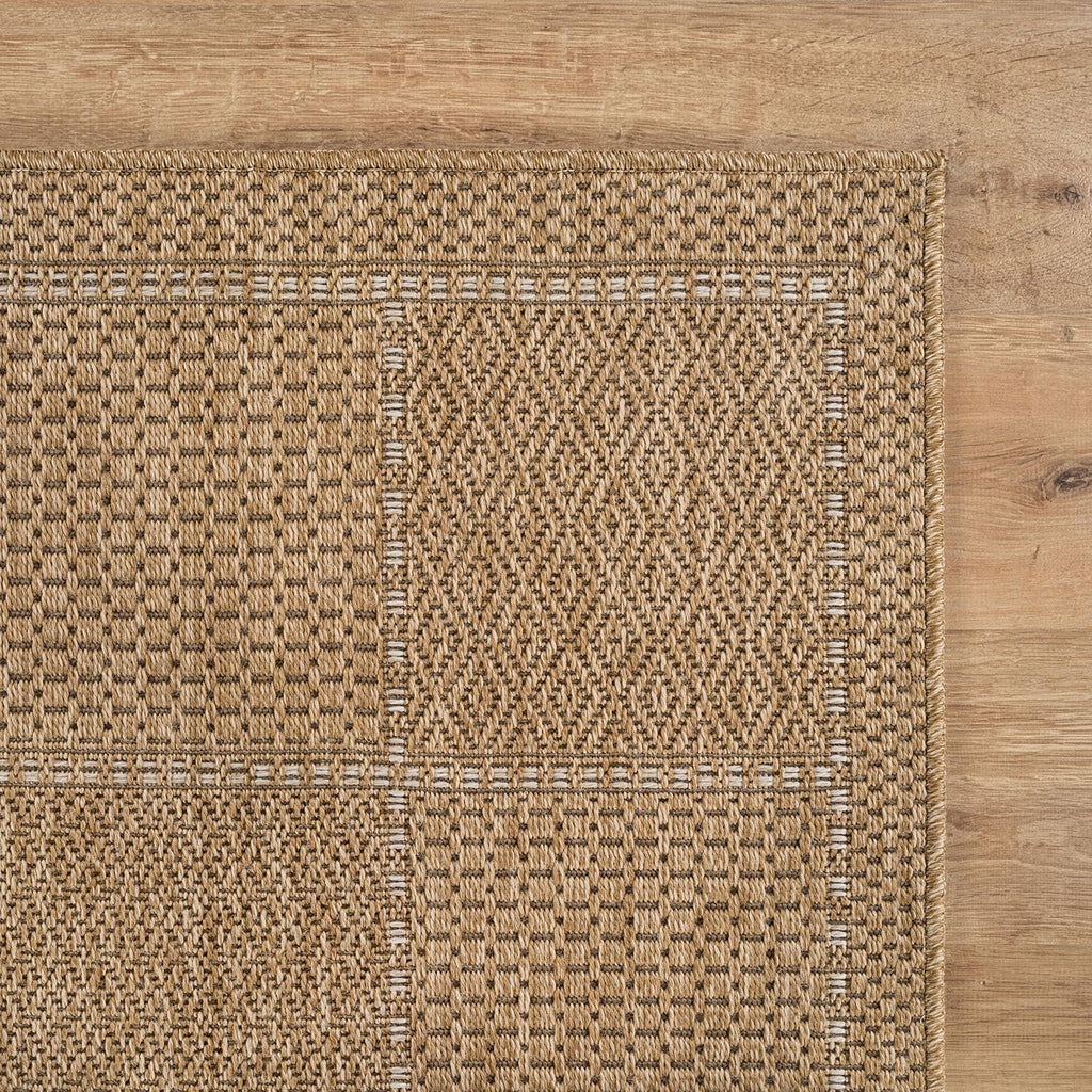 Beverly Rug Easy Jute Checkered Squared Rug 9x12 Washable Large Indoor Outdoor Area Rugs for Living Dining Room Patio Office Stain Resistant Non Shedding Casual Indoor Outside Carpet 9 x 12 Natural