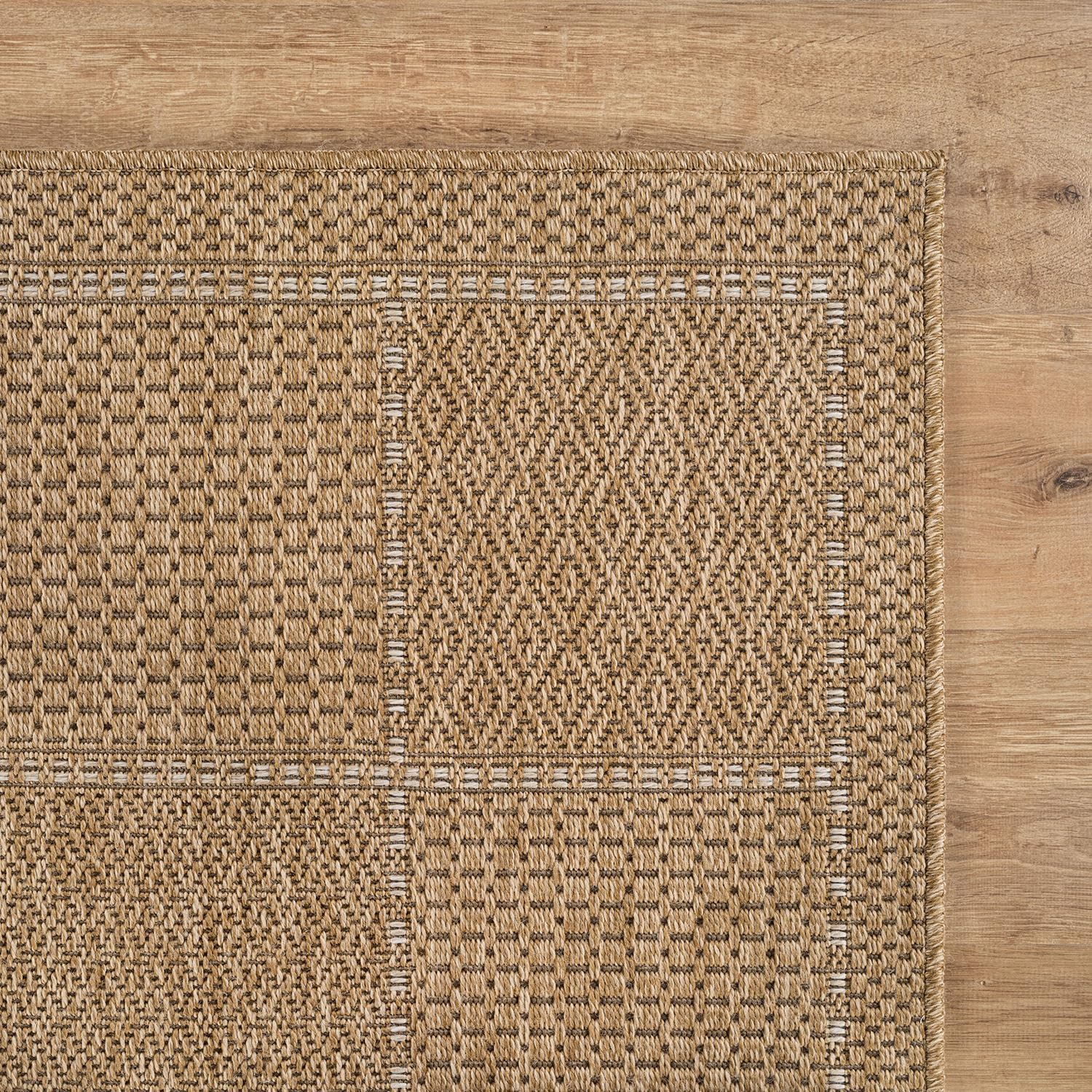 Beverly Rug Easy Jute Checkered Squared Rug 9x12 Washable Large Indoor Outdoor Area Rugs for Living Dining Room Patio Office Stain Resistant Non Shedding Casual Indoor Outside Carpet 9 x 12 Natural