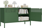 Metal Storage Cabinet with 2 Doors & Adjustable Shelves, 25" H Green Accent Cabinet, Metal Locker Storage Cabinets, Tv Stand Cabinet for Home, Office, Living Room, Entryway
