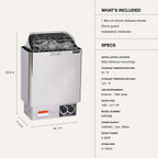 Harvia KIP 200v Sauna Heater, Wall Mounted Electric Sauna Stove, Stainless Steel 220v Heater with Sauna Stones Included, Large Stone Cavity for Maximum Heat Release (4.5kW - Dials)
