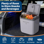 Portable Electric Car Cooler & Warmer 30L – Thermoelectric 12V/110V Refrigerator with Handle – Dual Power Plug-in Fridge for Vehicle, Truck, Camping, Travel – Light Gray, 30L