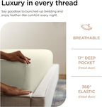 Threadmill Supima Cotton Sheets - Queen, 1000 Thread Count, 4 Piece Luxury Bedding Set, Hotel Quality Sateen Weave, Ivory with Elasticized Deep Pocket