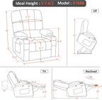 MCombo Oversized Dual Motor Power Lift Recliner Chair Sofa with Massage and Heat for Big Elderly People, Infinite Position, USB Ports, Faux Leather R7688 (Dark Grey, Large-Oversize)