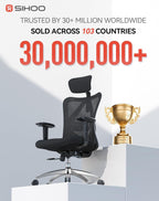 SIHOO M18 Ergonomic Office Chair, High Back Mesh Desk Chair with Adjustable Headrest & Lumbar Support, 330lbs Capacity Computer Chair with 2D Armrests & Wide Cushion, Tilt Lock, for Home Office-Black