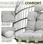 RADIATA Hanging Egg Chair Outdoor Without Stand, Weather-Resistant Wicker Rattan Swing with Cozy Cushion, 350Lbs Indoor Outdoor Eggshell Hammock Seat for Patio Porch Bedroom Balcony, Light Grey