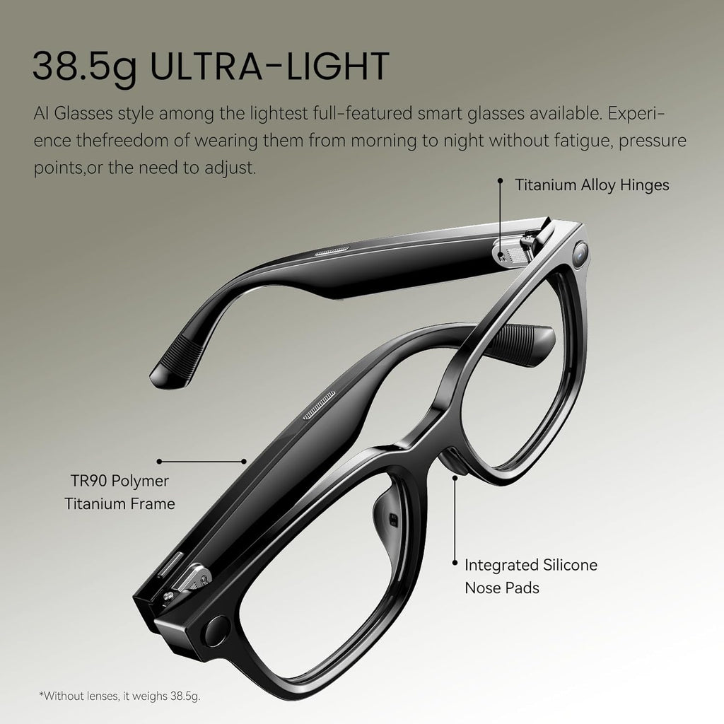 Rokid 2026 AI Glasses Style smart glasses with Gemini3 flash  real-time translation 12MP camera  open-ear audio  voice-controlled assistant  Hands-Free Calls  Productivity for Travel  Work(no display)