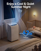 14,000 BTU Portable Air Conditioner - Cools Up to 700 Sq. Ft., Multi-Function Portable AC Unit with Auto Swing, Smart Control, 24H Timer, Ultra-Quiet AC Unit for Bedroom, Dorm, Apartment