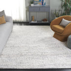 SAFAVIEH Berber Shag Collection Area Rug - 9' x 12', Ivory & Light Grey, 1.2-inch Thick Ideal for High Traffic Areas in Living Room, Bedroom (BER563F)