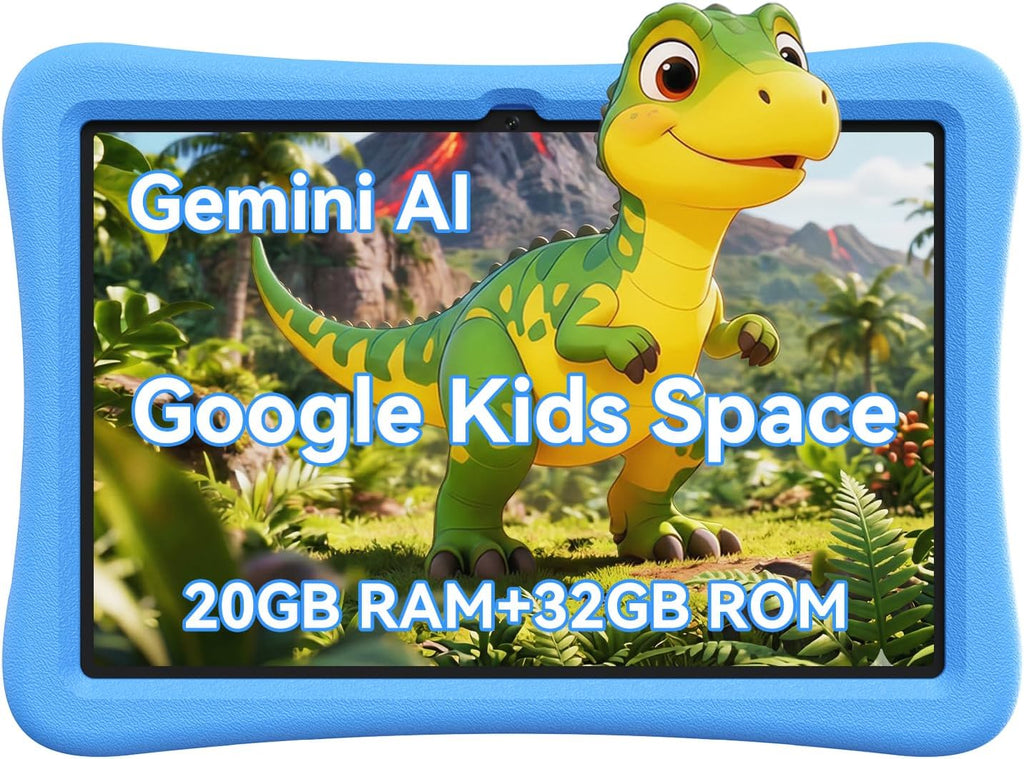 SVITOO Kids Tablet 10 Inch, Android Tablets Toddler Tablet with Parental Controls, 20GB Ram 32GB ROM 1TB Expandable, Dual Camera, 6000mah WiFi 6, Shockproof Eva Case Blue