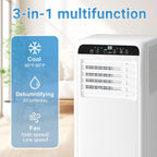 Erivess 8,000 BTU Portable Air Conditioner, 3 in 1 AC Unit with Built-in Cool, Dehumidifier & Fan Modes for Room up to 400sq.ft, with Remote Control, 24 Hour Timer, Installation Kits
