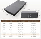 Tri Folding Mattress - Foldable Mattress for Travel/RV/Camping/Road Trip/Guest Room/Yoga, Tri-fold Memory Foam Mattress with Washable Cover, Handle & Non-Slip Bottom