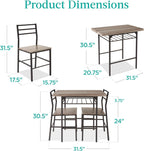 Best Choice Products 3-Piece Modern Dining Set, Space Saving Dinette for Kitchen, Dining Room, Small Space w/Steel Frame, Built-in Storage Rack - Gray/Black
