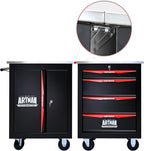 Artman Double Door Rolling Tool Chest, Black & Red Modular Tool Box with Wheels, Heavy-Duty Rolling Tool Cabinet for Garage & Workshop Storage