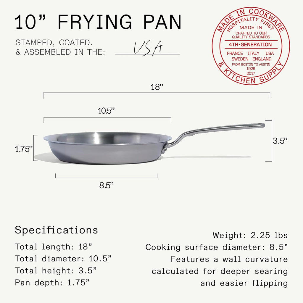 Made In Cookware | 10-Inch Stainless Steel Frying Pan | 5 Ply Stainless Clad | Professional Cookware | Crafted in USA | Induction Compatible