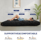 MAXYOYO 6" Futon Mattress Full Size, Tufted Futons Sofa Couch Bed with Twisted Rope Design Edging, Thick Corded Fabric Floor Mattress for Adults, Shredded Foam Filling (Frame Not Included), Black