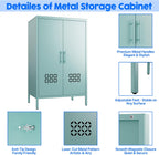 Metal Storage Cabinet with Adjustable Shelves,Metal Buffet Sideboard with 2 Doors for Kitchen,Home,Office, 42" H x 26" W x 14" D,Assembly Required,Blue