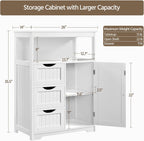 Yaheetech Bathroom Storage Cabinet Bathroom Floor Cabinet Freestanding Storage and Organizer with Door, 3 Drawers, Adjustable Shelf, 35.5 Inches Height, White