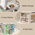 Gizoon Kids Art Table and Chairs with Removable Tabletop Storage,Toddler Craft Table and Chair Set for Drawing Studying Playing Wooden Kid Acitivity Table in Playroom Kids Room Living Room, Gray