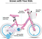 JOYSTAR Fairy Girls Bike for Toddlers and Kids Ages 2-8 Years Old, 12 14 16 18 Inch Kids Bike with Training Wheels, Handbrake and Basket, Toddler Girl Bike, Children Bicycle