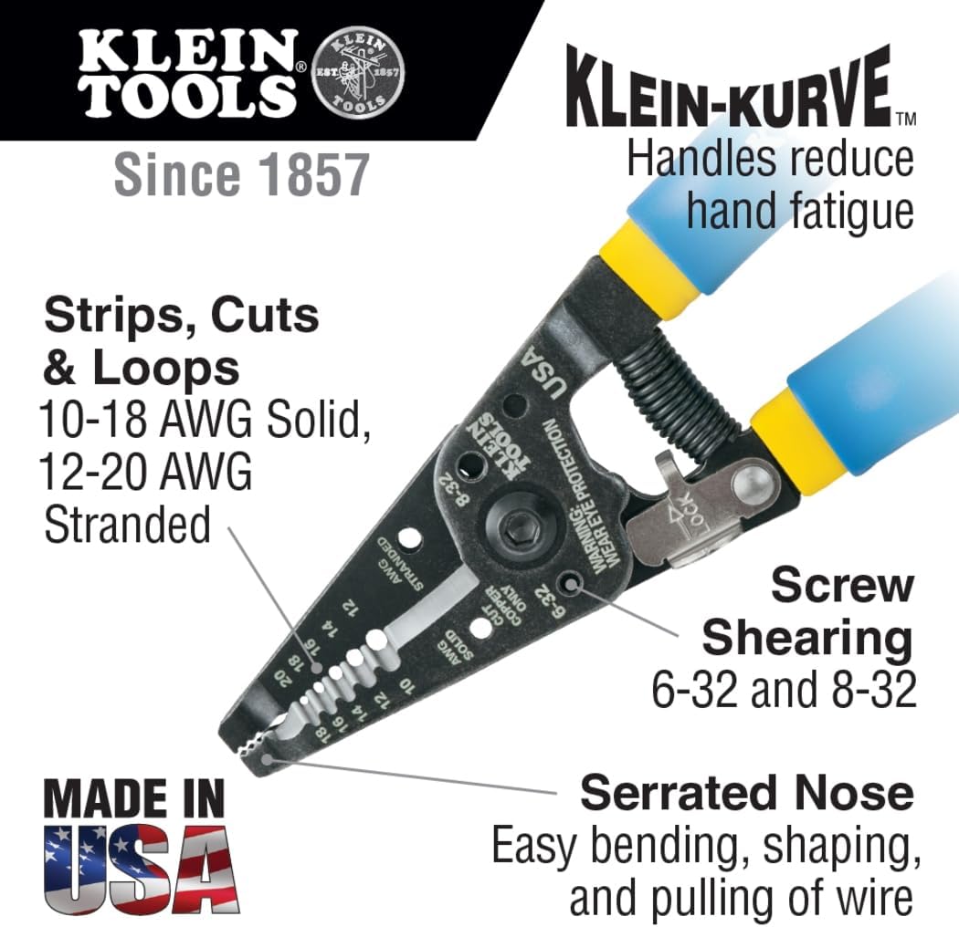 Klein Tools 80006 Trim-Out Tool Kit, Made in USA, with Klein Hand Tools and a 4-Pocket Leather Pouch, 6-Piece
