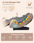 RELX Massage Chair Full Body, 20 Modes Zero Gravity SL-Track Shiatsu Massage Chair Built-in Heat System, Airbag Massage with Body Scan, Deep Yoga Stretch, Calfrest Extension and AI Control(Cream)