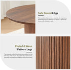 31.5" Round Dining Table for 2-4, Modern Farmhouse Kitchen Table with 2-Tier Storage Shelf, Small Wooden Circle Dining Tables with Fluted Base for Home Dining Room Living Room (Walnut)