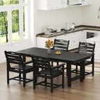 PIZZELLO Patio Dining Table for 6, 66" Rectangular HDPE Outdoor Dining Table with 1.8" Umbrella Hole, All Weather Outdoor Patio Table for Lawn Backyard Garden, Black