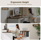 Farmhouse 69" Executive L Shaped Desk with Drawer, Home Office Desk with Charging Station, Corner Computer Desk with Monitor Stand, File Drawer, Storage Cabinet, White and Walnut