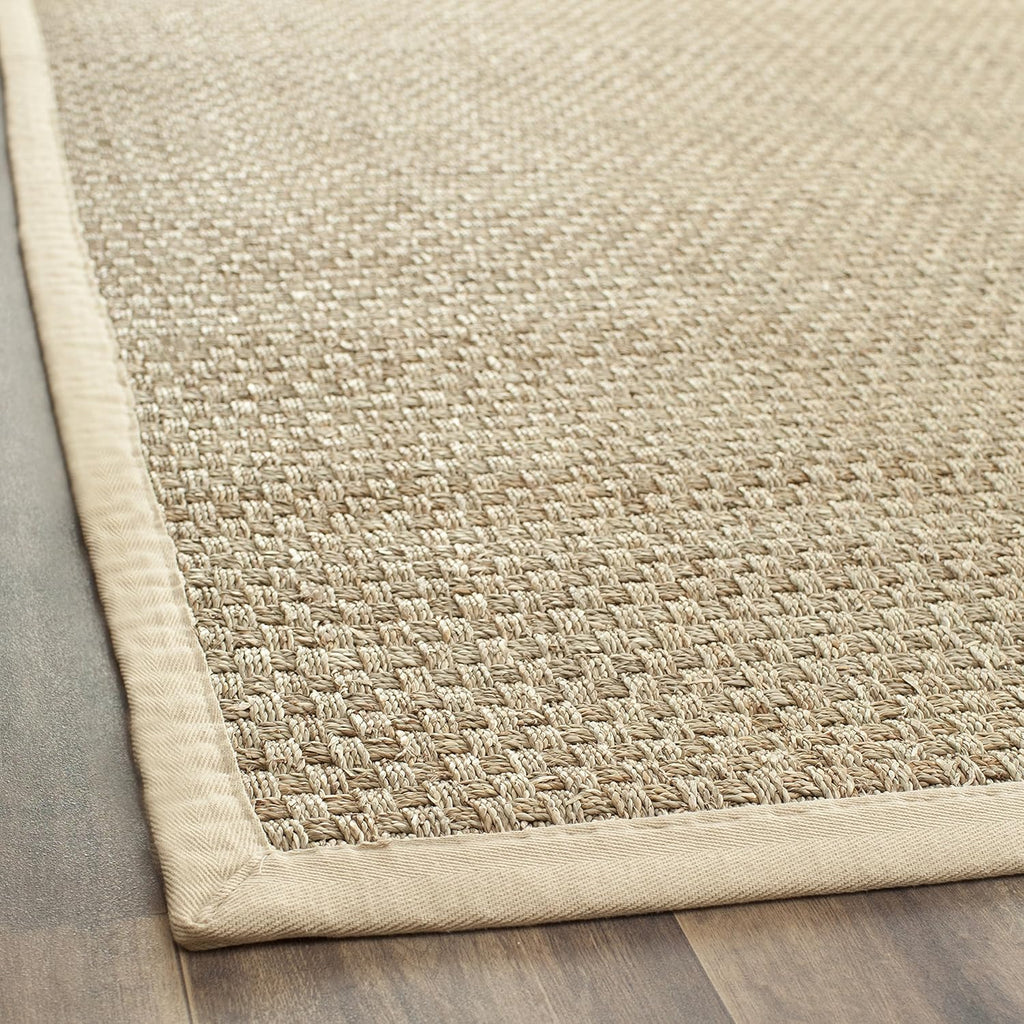 SAFAVIEH Area Rug 8x10 - Natural Fiber Collection - Large - Natural & Beige, Seagrass, Basketweave Pattern (NF114A)