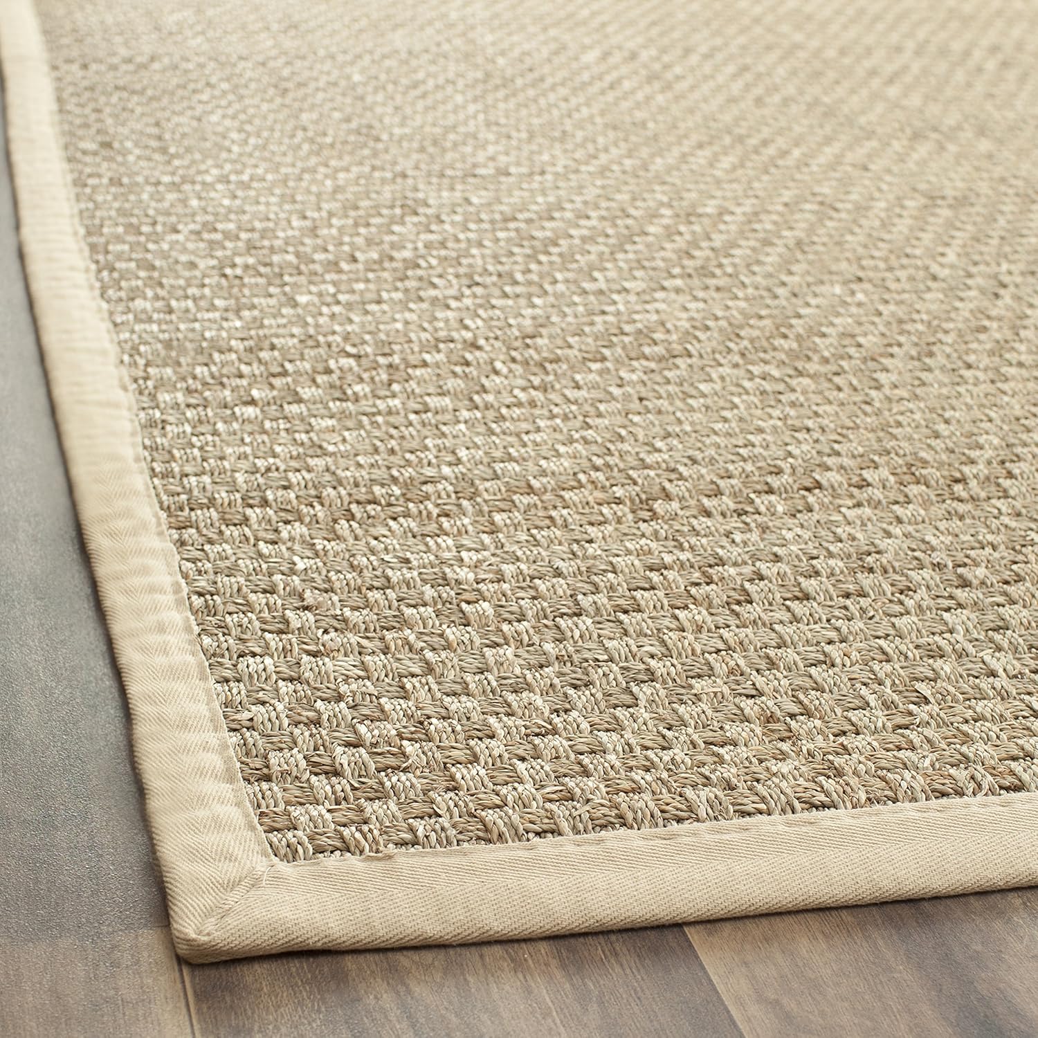 SAFAVIEH Area Rug 8x10 - Natural Fiber Collection - Large - Natural & Beige, Seagrass, Basketweave Pattern (NF114A)