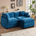 SoarFlash Chenille 77.95" Sectional Sofa, Comfy L Shaped Modular Coush Sofa with Ottoman, Modern 2 Seat Couch Deep Seat Sofa Set for Living Room,Blue