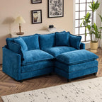 SoarFlash Chenille 77.95" Sectional Sofa, Comfy L Shaped Modular Coush Sofa with Ottoman, Modern 2 Seat Couch Deep Seat Sofa Set for Living Room,Blue