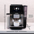 Bosch 800 Series Fully Automatic Espresso and Coffee Machine – 36 Drinks with Coffee World, Cold Brew, Double Cup, Integrated Milk Container, Smart Features, in Silver TQU60307