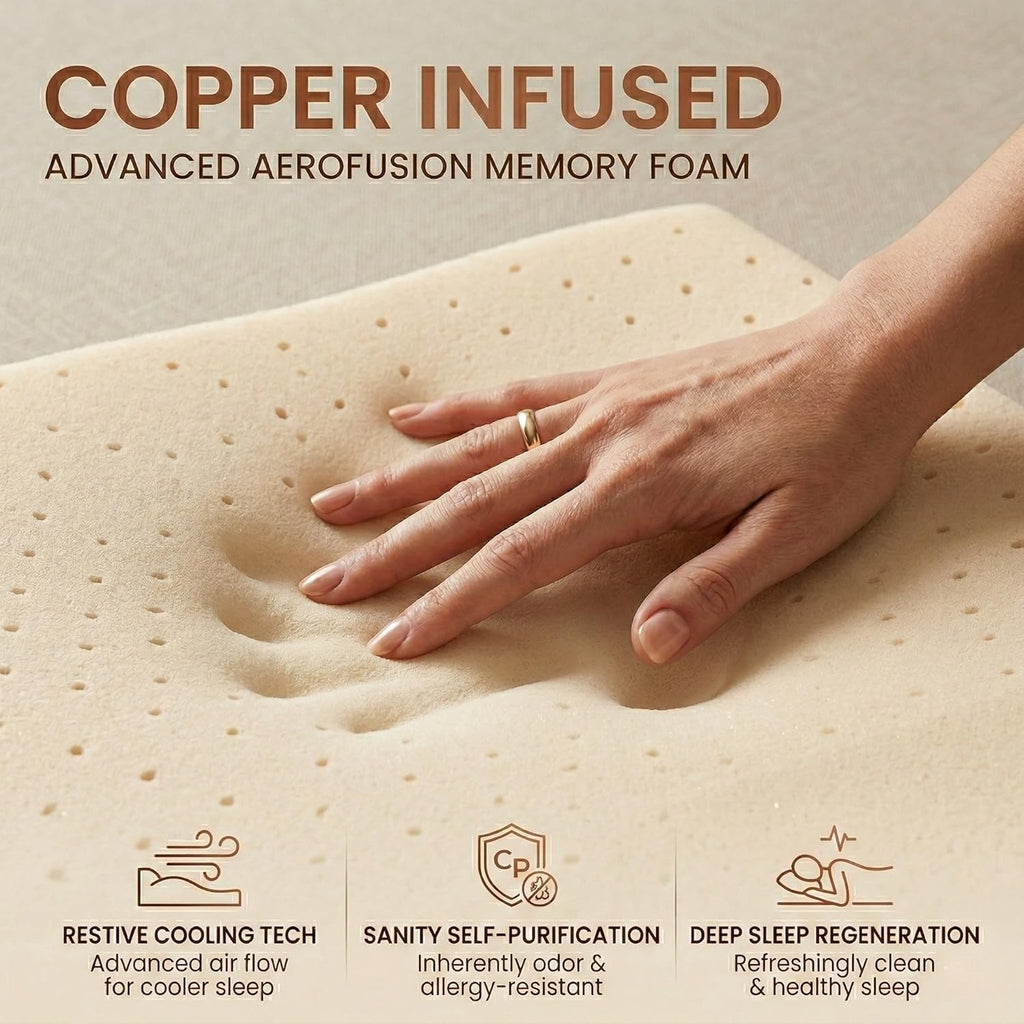 14 Inch Firm King Size Mattress in a Box, Copper Memory Foam King Mattress with Graphene Cooling Cover, Firm King Size Bed for Back Pain Relief, CertiPUR-US Certified, Foam Made in USA