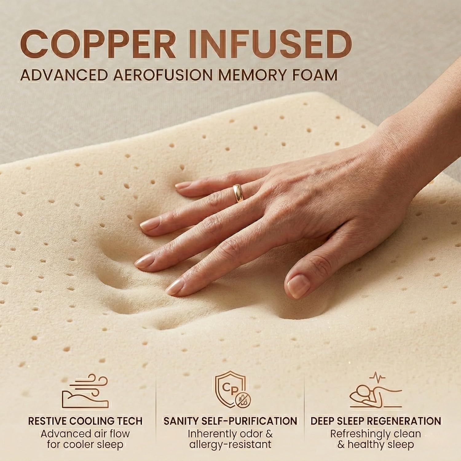 14 Inch Firm King Size Mattress in a Box, Copper Memory Foam King Mattress with Graphene Cooling Cover, Firm King Size Bed for Back Pain Relief, CertiPUR-US Certified, Foam Made in USA