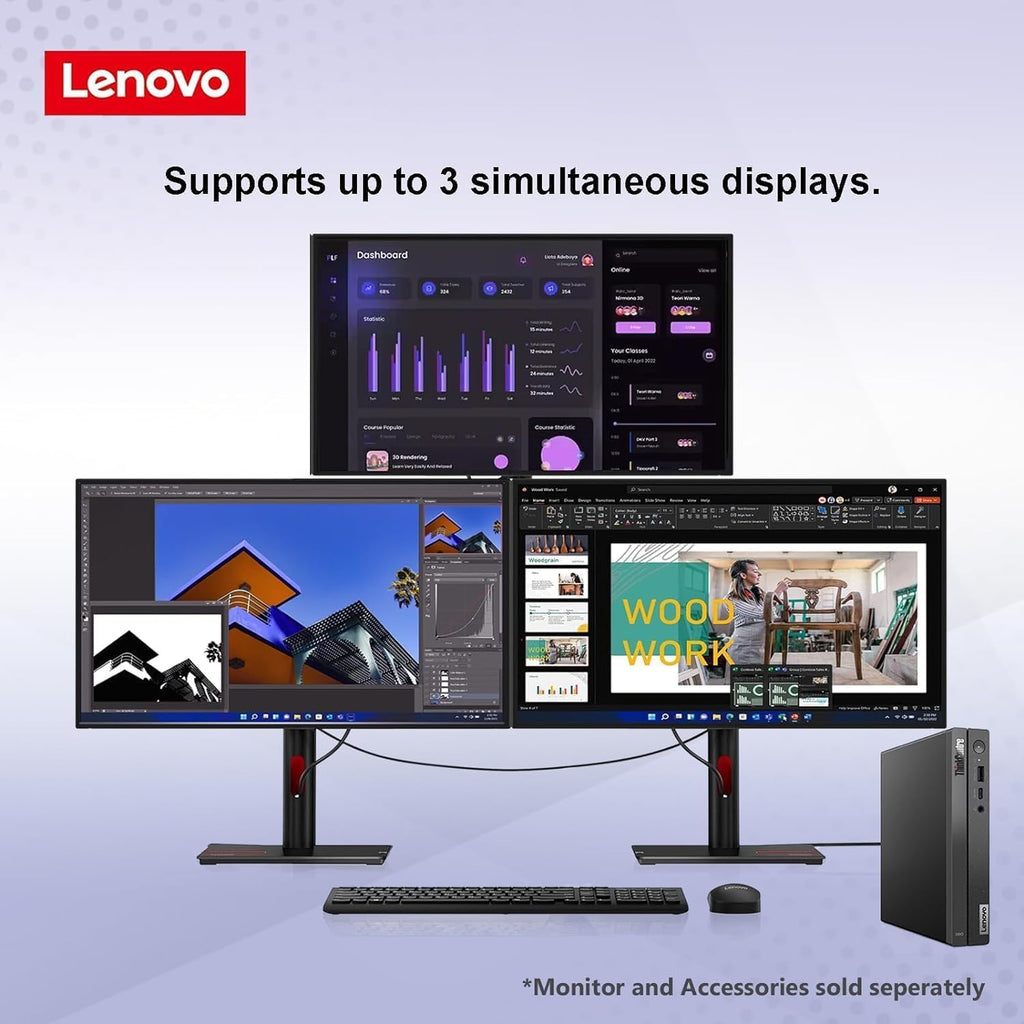 Lenovo ThinKCentre neo 50q Gen 4 Tiny 1L Business Mini Desktop Computer  13th Gen Intel 8-Core i5-13420H (Beat i7-1355U)  16GB DDR4 RAM  512GB PCIe SSD  2 DisplayPorts  WiFi 6  Win 11 Pro  Vent-Hear