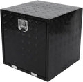 confote 24"x 24"x 24" Heavy Duty Aluminum Stripes Plated Tool Box Underbody Truck Box Pick Up Truck Bed RV Trailer Toolbox Waterproof Square Storage Organizer with Lock and Keys-Black