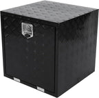 confote 24"x 24"x 24" Heavy Duty Aluminum Stripes Plated Tool Box Underbody Truck Box Pick Up Truck Bed RV Trailer Toolbox Waterproof Square Storage Organizer with Lock and Keys-Black