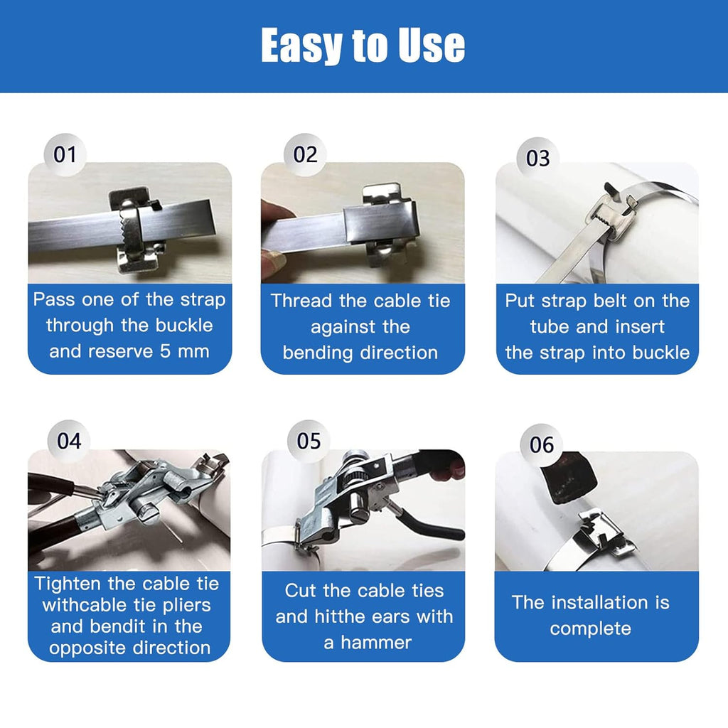 Banding Strapping kit, Stainless Pallet Strapping Kit, Metal Banding Tool, 200 ft Length 304 Stainless Steel Strapping, 100 Metal Buckle and A Pair Cut Resistant Gloves