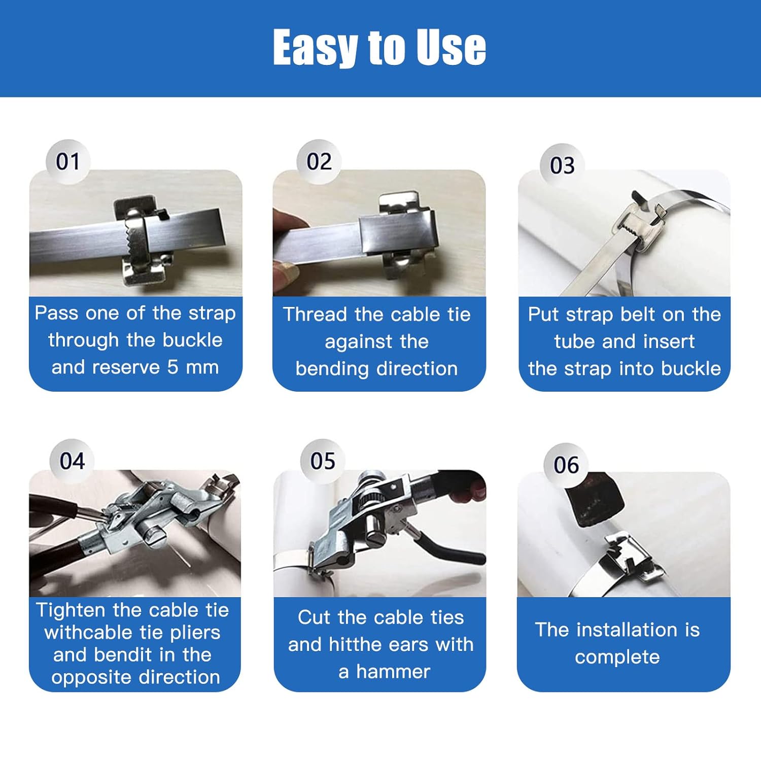 Banding Strapping kit, Stainless Pallet Strapping Kit, Metal Banding Tool, 200 ft Length 304 Stainless Steel Strapping, 100 Metal Buckle and A Pair Cut Resistant Gloves