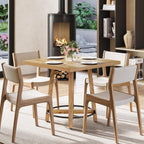 LITTLE TREE 31.5 Inch Modern Dining Table, Square Kitchen Table for Small Space, Perfect for 2-4 People, Mid-Century Modern Style for Kitchen & Dining Room, Brown & Black